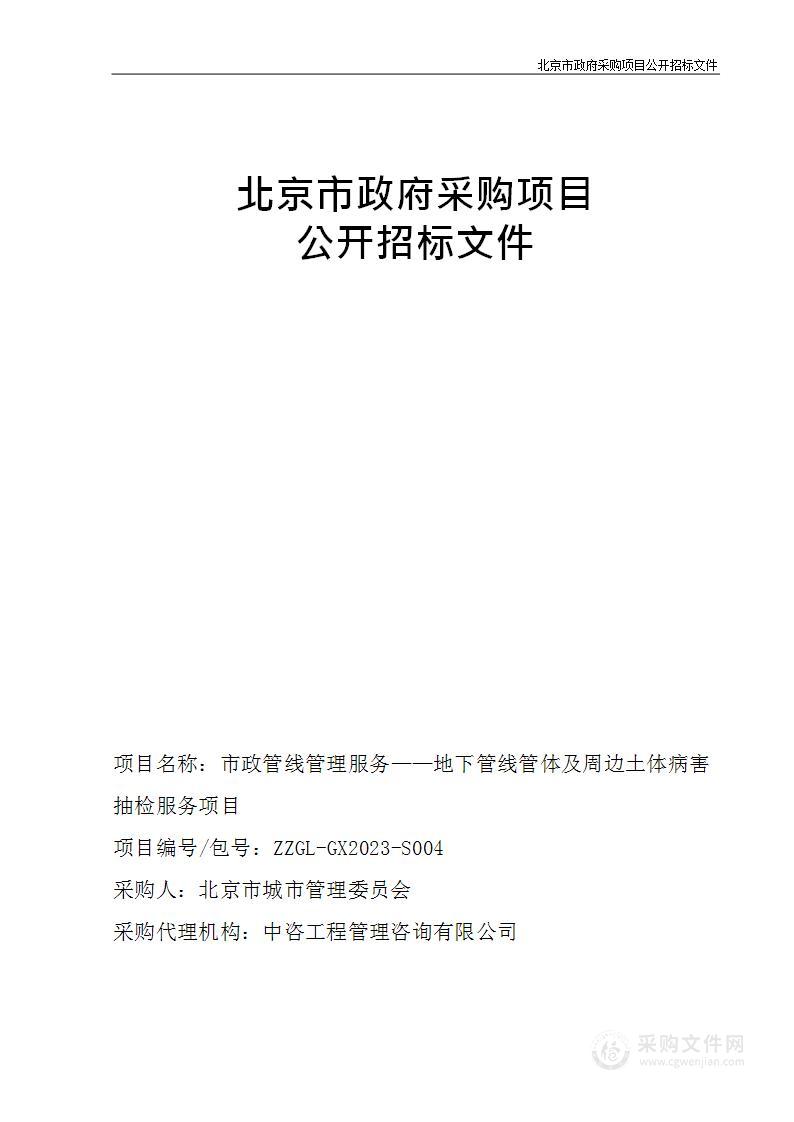 市政管线管理服务——地下管线管体及周边土体病害抽检服务项目