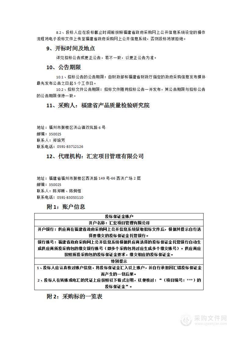 福建省产品质量检验研究院实时荧光定量PCR仪试验设备采购项目