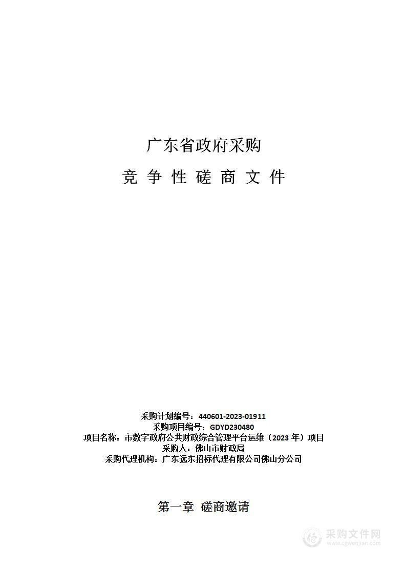 市数字政府公共财政综合管理平台运维（2023年）项目