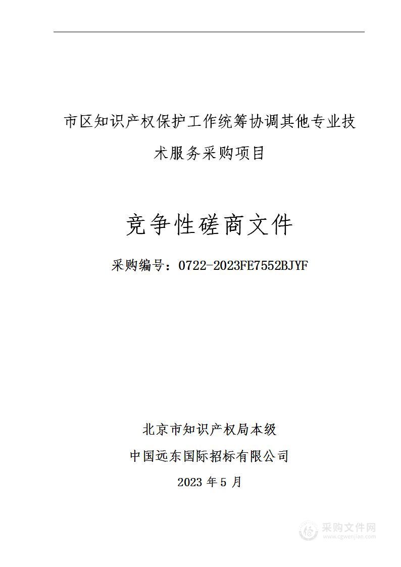 市区知识产权保护工作统筹协调其他专业技术服务采购项目