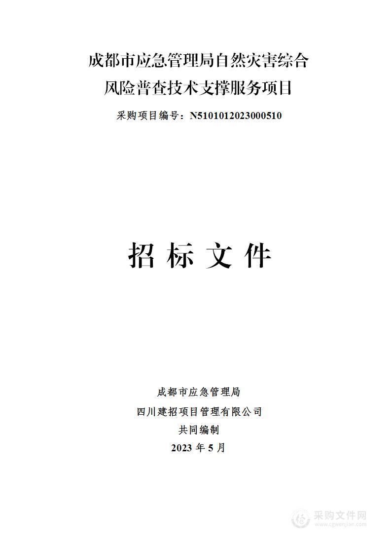 成都市应急管理局自然灾害综合风险普查技术支撑服务项目