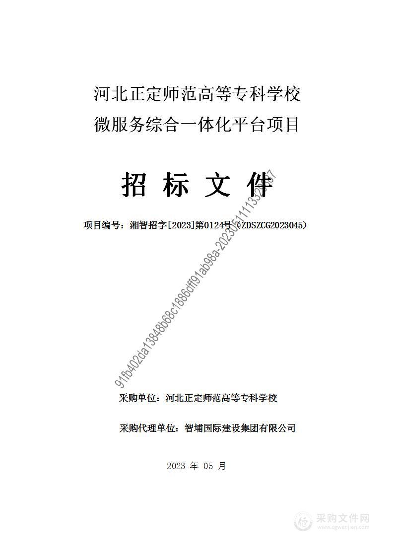 河北正定师范高等专科学校本级微服务综合一体化平台项目