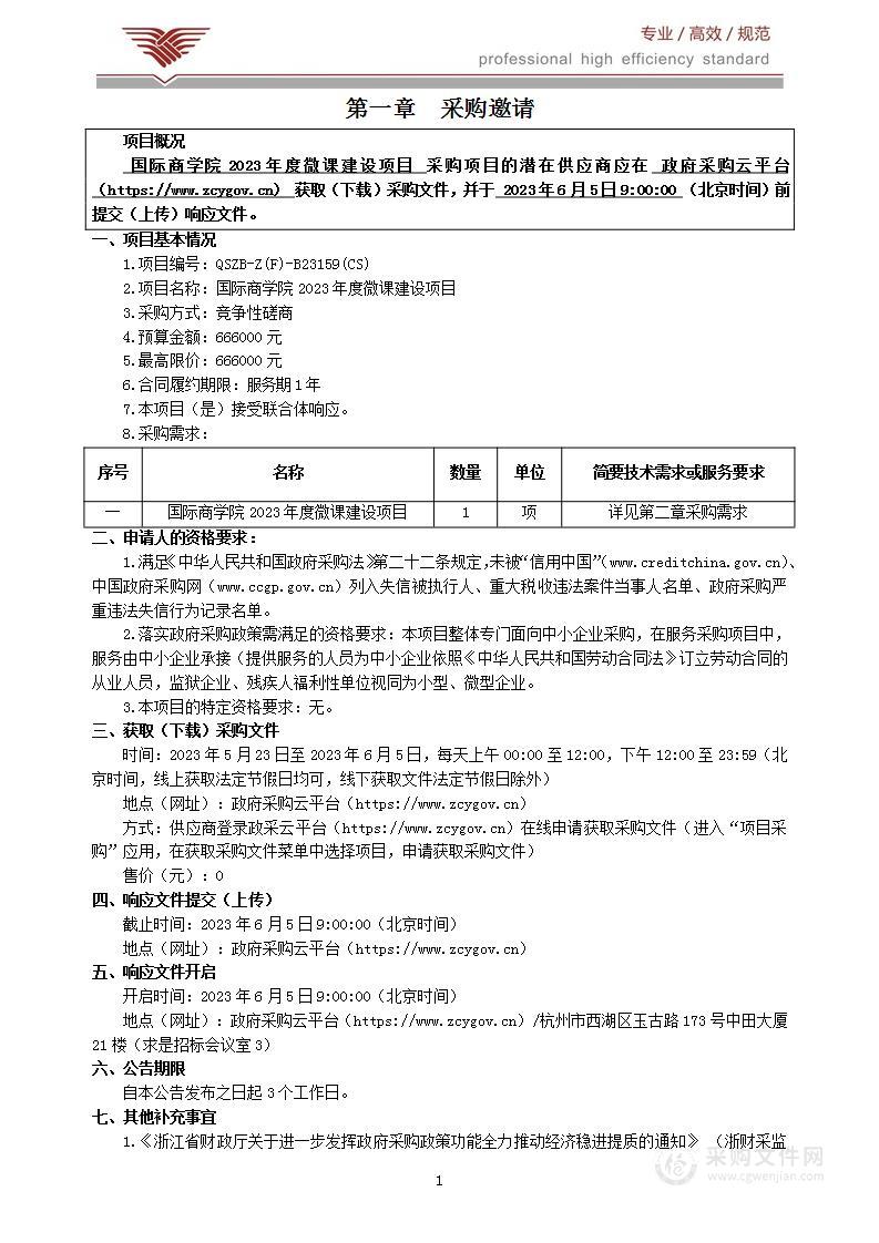 国际商学院2023年度微课建设项目