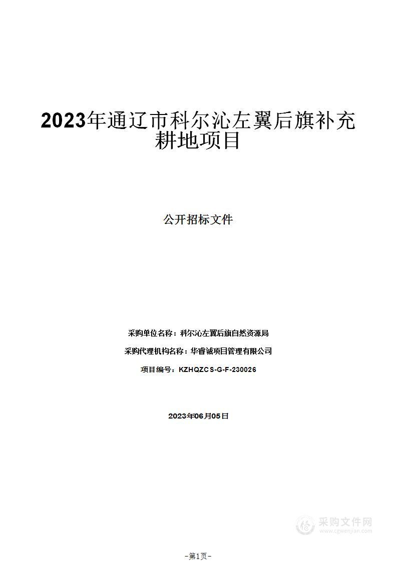 2023年通辽市科尔沁左翼后旗补充耕地项目