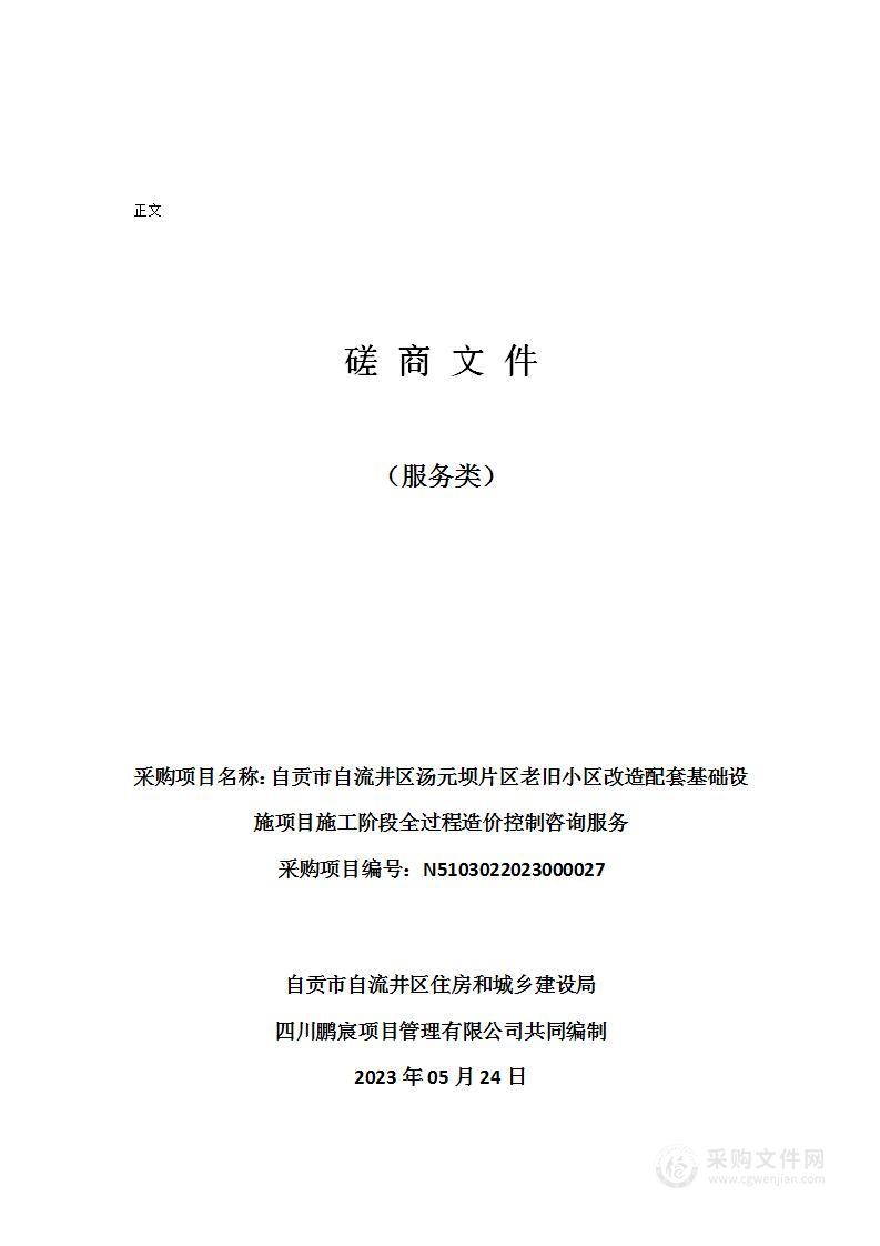 自贡市自流井区汤元坝片区老旧小区改造配套基础设施项目施工阶段全过程造价控制咨询服务