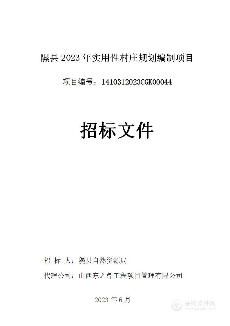 隰县2023年实用性村庄规划编制项目