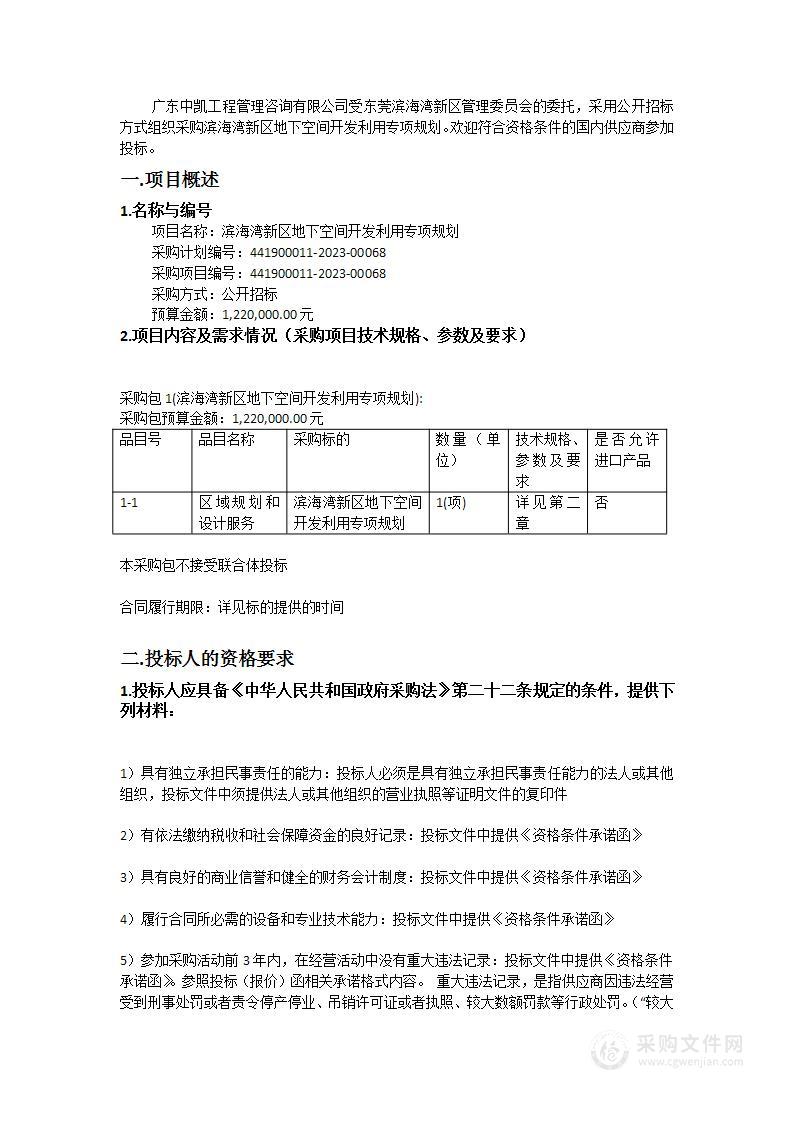 滨海湾新区地下空间开发利用专项规划