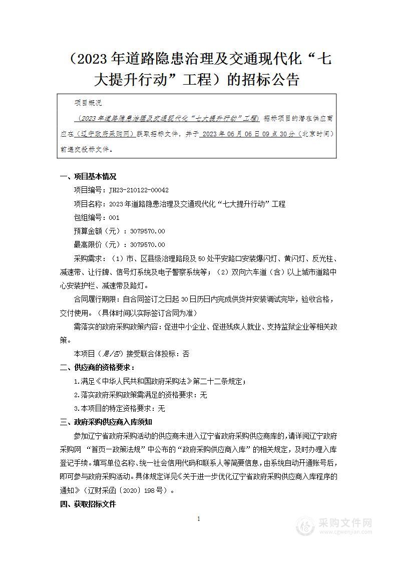 2023年道路隐患治理及交通现代化“七大提升行动”工程