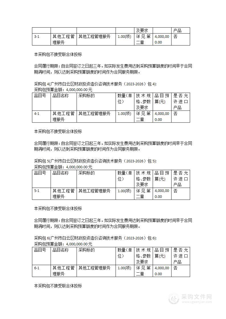 广州市白云区财政投资造价咨询技术服务（2023-2026）采购项目