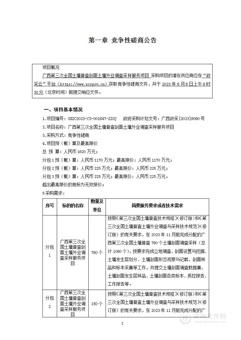 广西第三次全国土壤普查剖面土壤外业调查采样服务项目