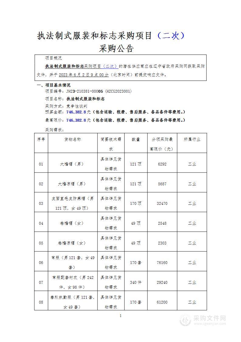 执法制式服装和标志