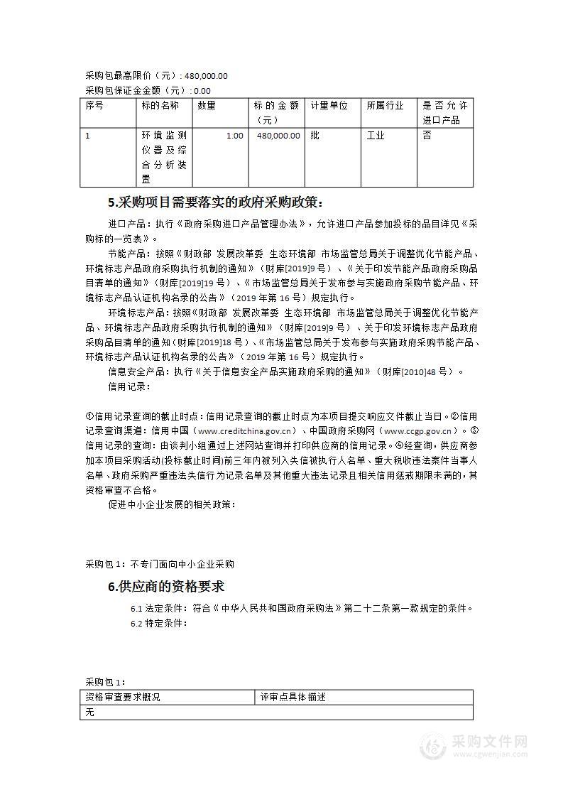 漳州开发区空气质量厦大附中监测点仪器设备釆购项目