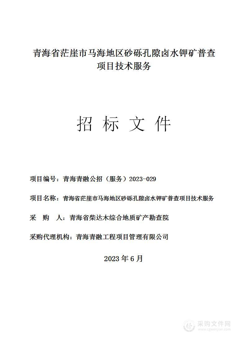 青海省茫崖市马海地区砂砾孔隙卤水钾矿普查项目技术服务