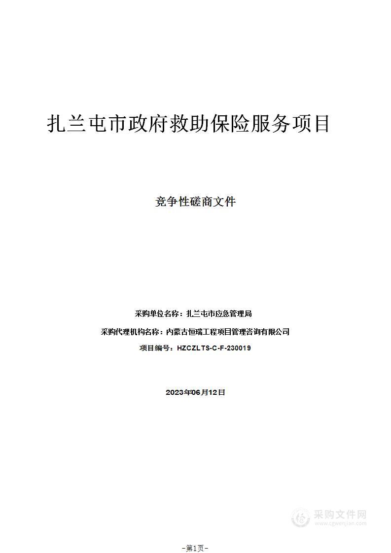 扎兰屯市政府救助保险服务项目