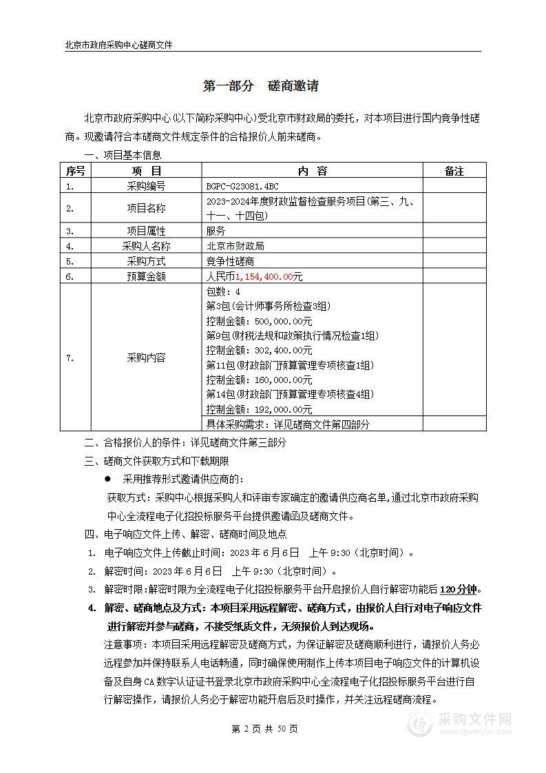 2023-2024年度财政监督检查服务项目（第十一包）