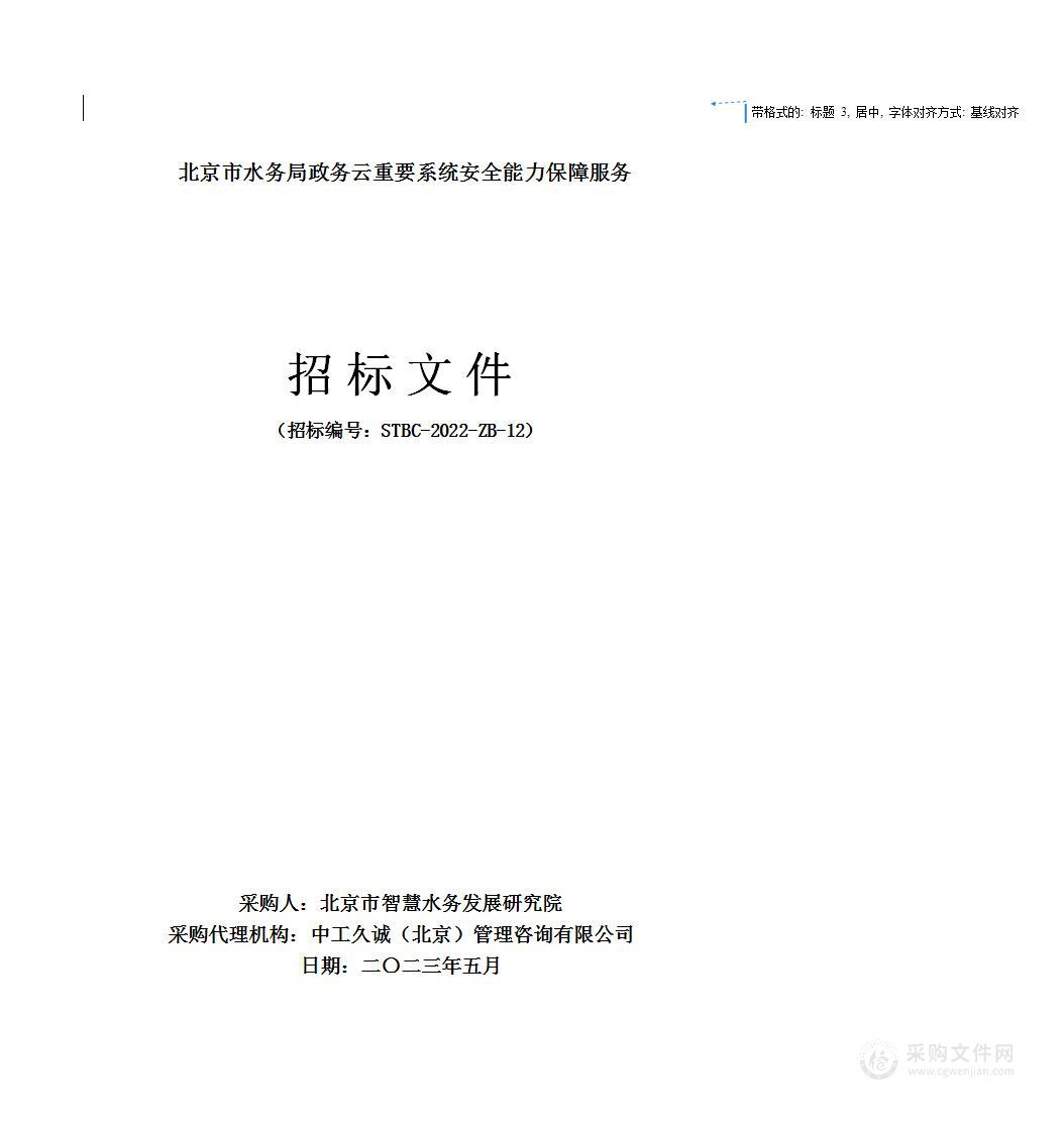 北京市水务局政务云重要系统安全能力保障服务