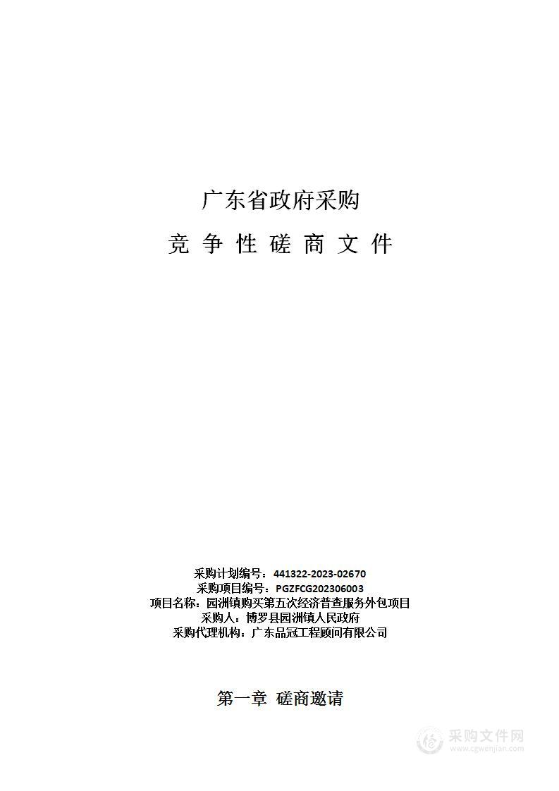 园洲镇购买第五次经济普查服务外包项目