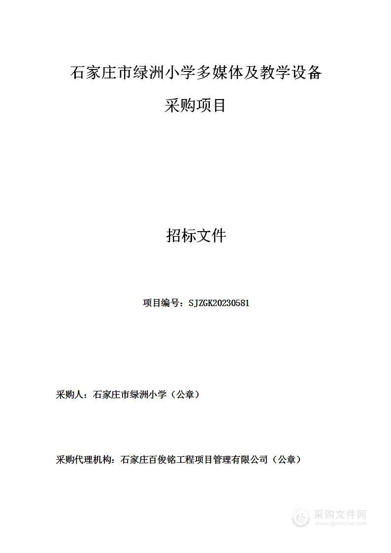 石家庄市绿洲小学多媒体及教学设备采购项目