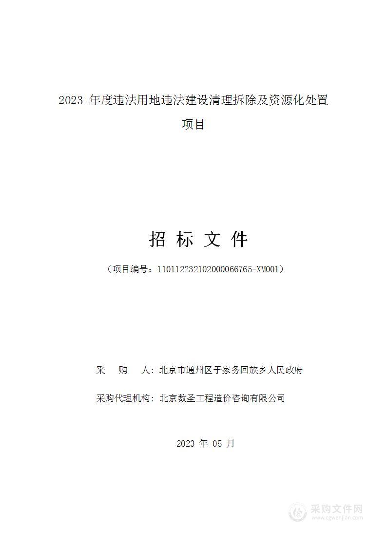 2023年度违法用地违法建设清理拆除及资源化处置项目