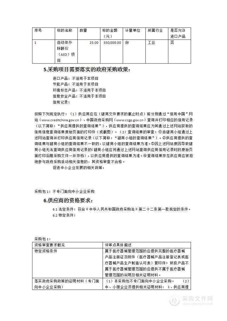 自动体外除颤仪（AED）项目