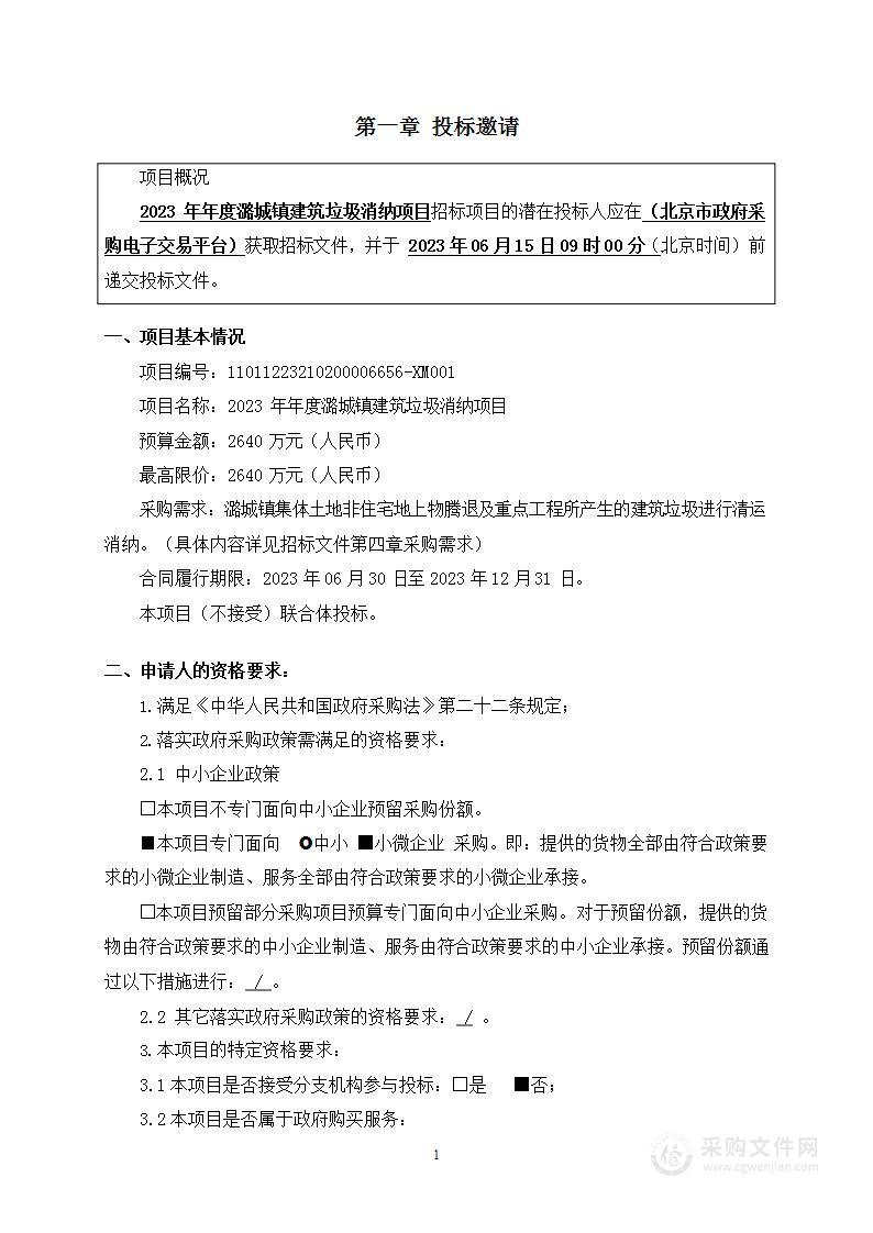 2023年年度潞城镇建筑垃圾消纳项目