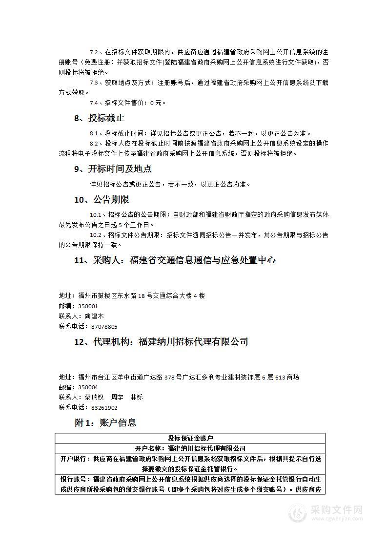 福建省交通信息通信与应急处置中心2023年度信息化系统运行维护服务项目（应急监测处）