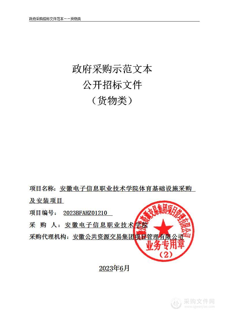 安徽电子信息职业技术学院体育基础设施采购及安装项目