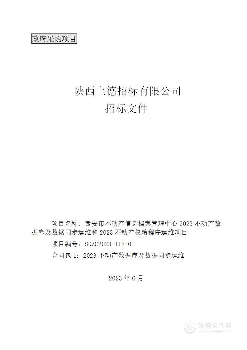 2023不动产数据库及数据同步运维和2023不动产权籍程序运维项目（包1）