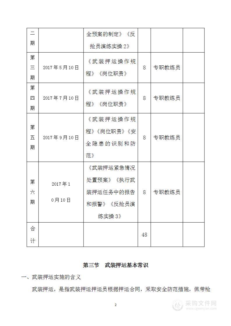 武装押运培训方案