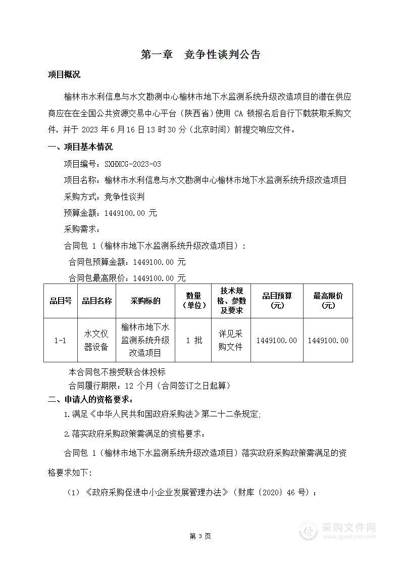 榆林市地下水监测系统升级改造项目