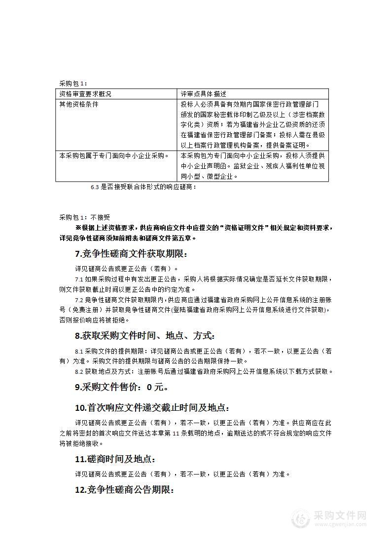 蕉城区人力资源和社会保障局2023年流动人员人事档案信息化建设服务类采购项目