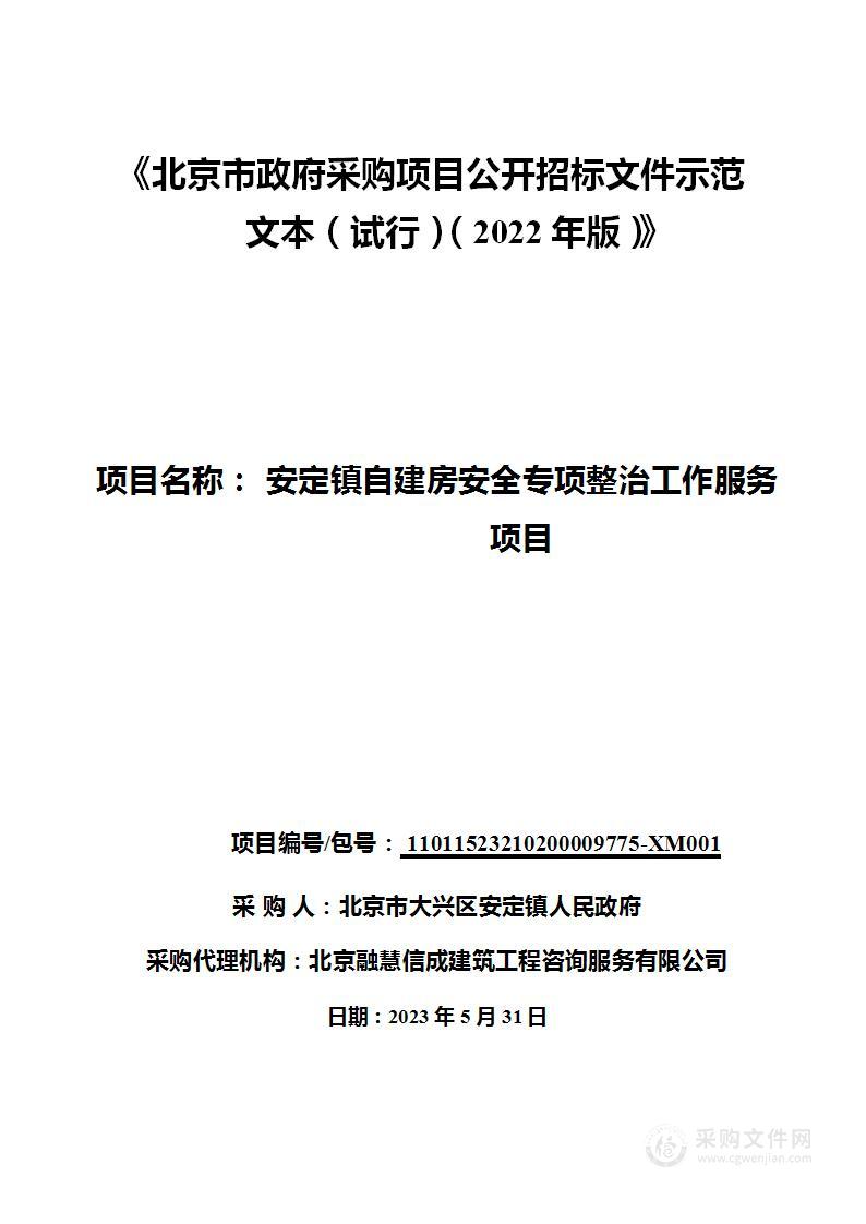 安定镇自建房安全专项整治工作服务项目