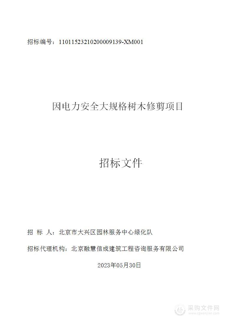 因电力安全大规格树木修剪项目