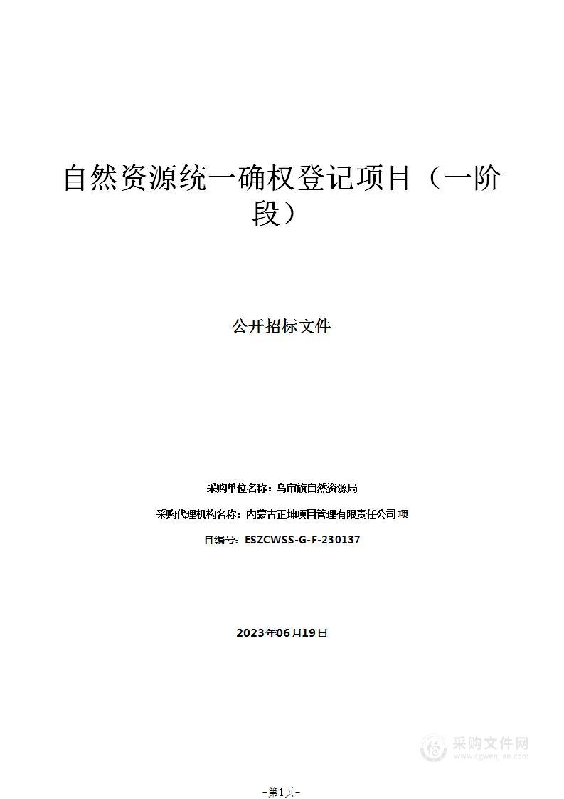 自然资源统一确权登记项目（一阶段）