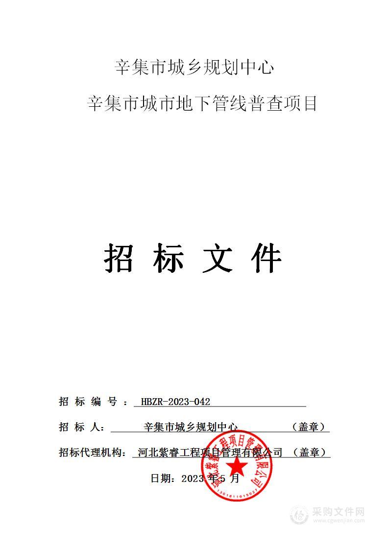 辛集市城乡规划中心辛集市城市地下管线普查项目