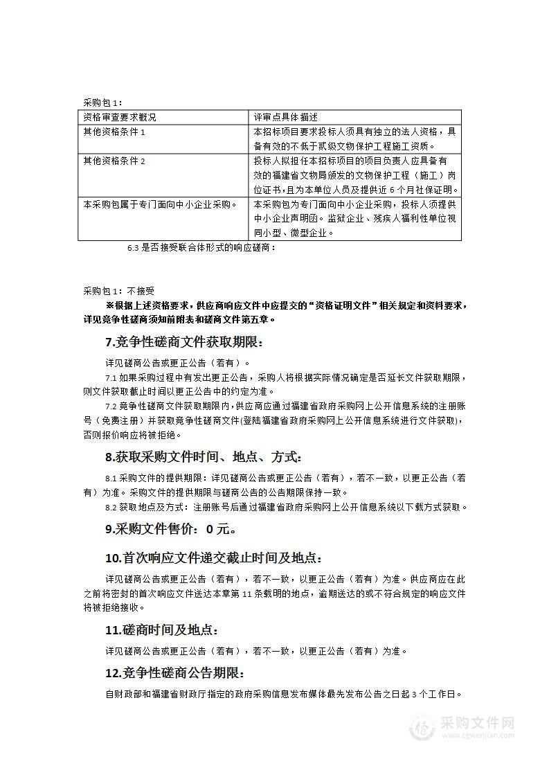 2022年林业草原生态保护恢复资金（武夷山国家公园文物保护修复项目）