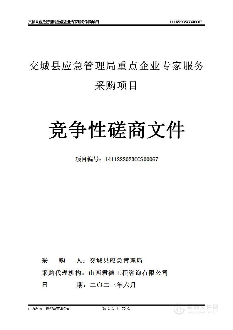 交城县应急管理局重点企业专家服务采购项目