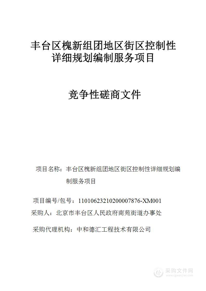 丰台区槐新组团地区街区控制性详细规划编制服务项目