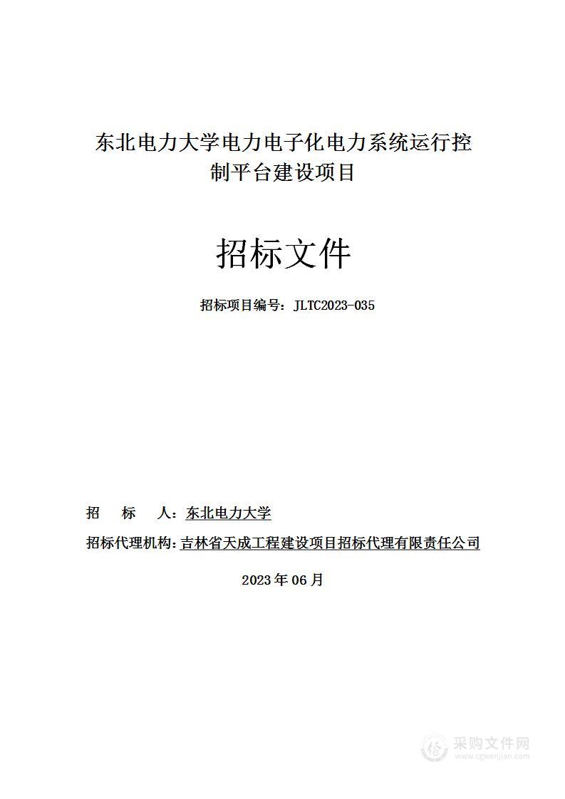 东北电力大学电力电子化电力系统运行控制平台建设项目