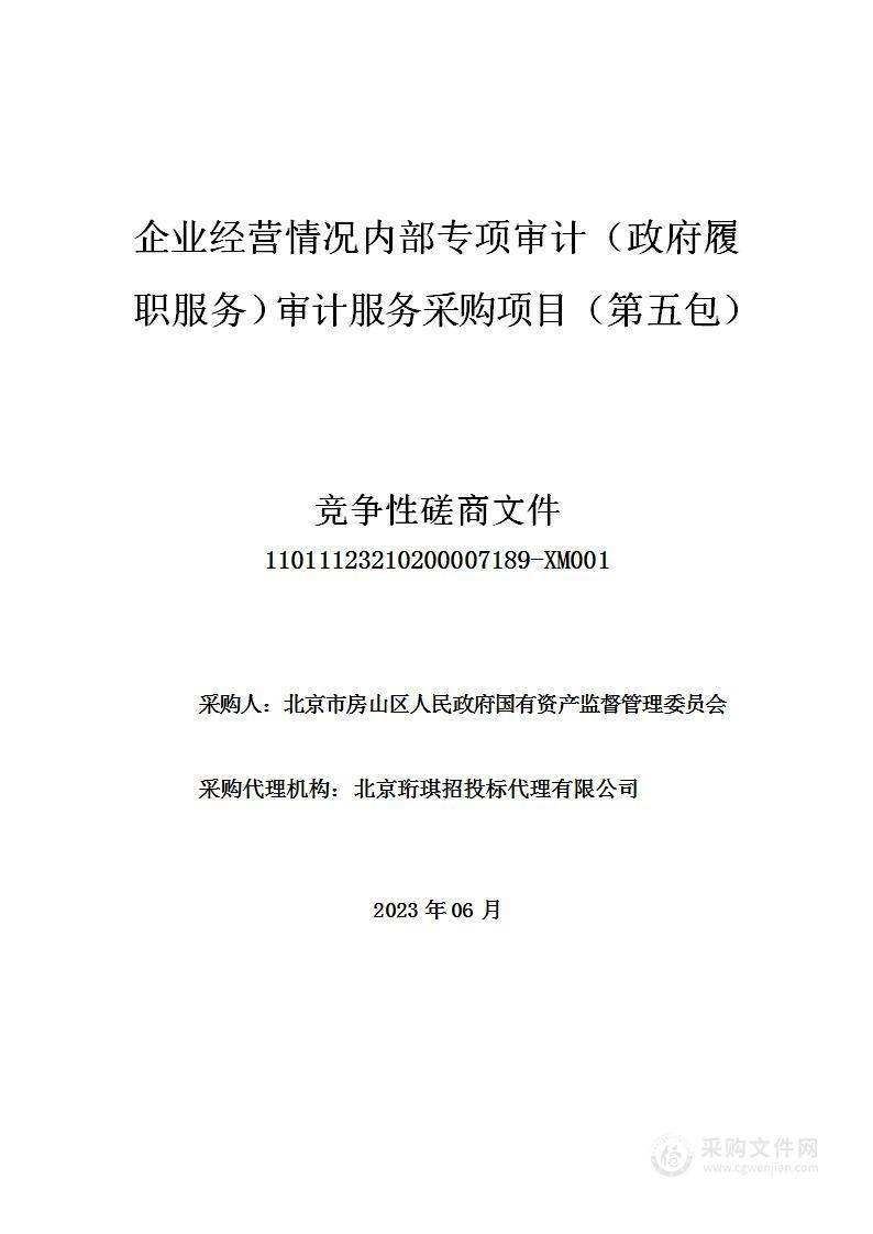 企业经营情况内部专项审计（政府履职服务）审计服务采购项目（第五包）