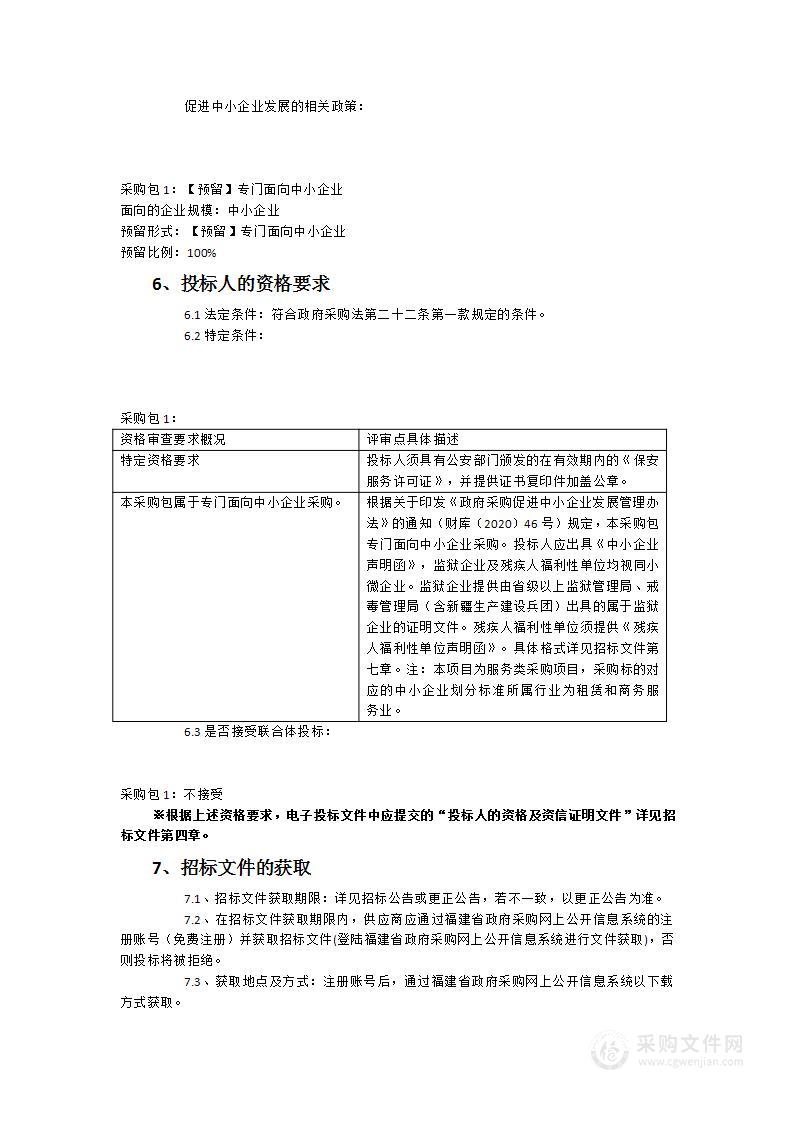 福建省龙岩市第一医院保安服务（分院）政府采购项目