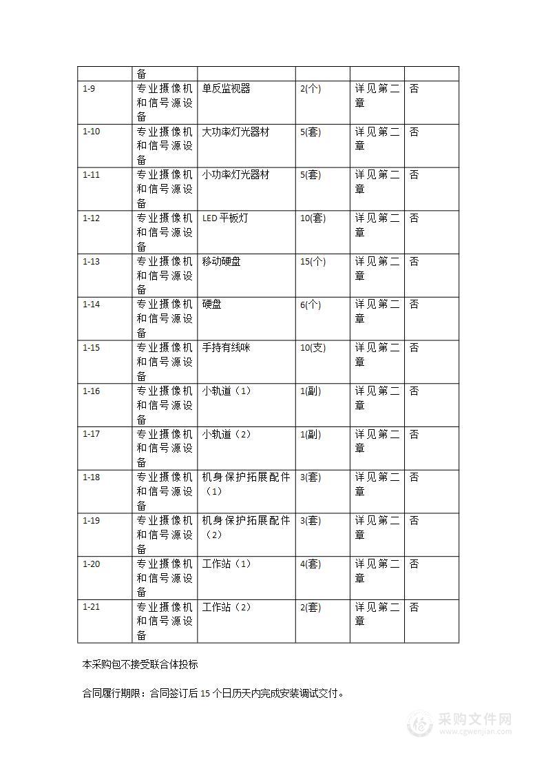 4K摄像机周边配套设备采购项目（4K超高清新媒体前期制作设备子项3）