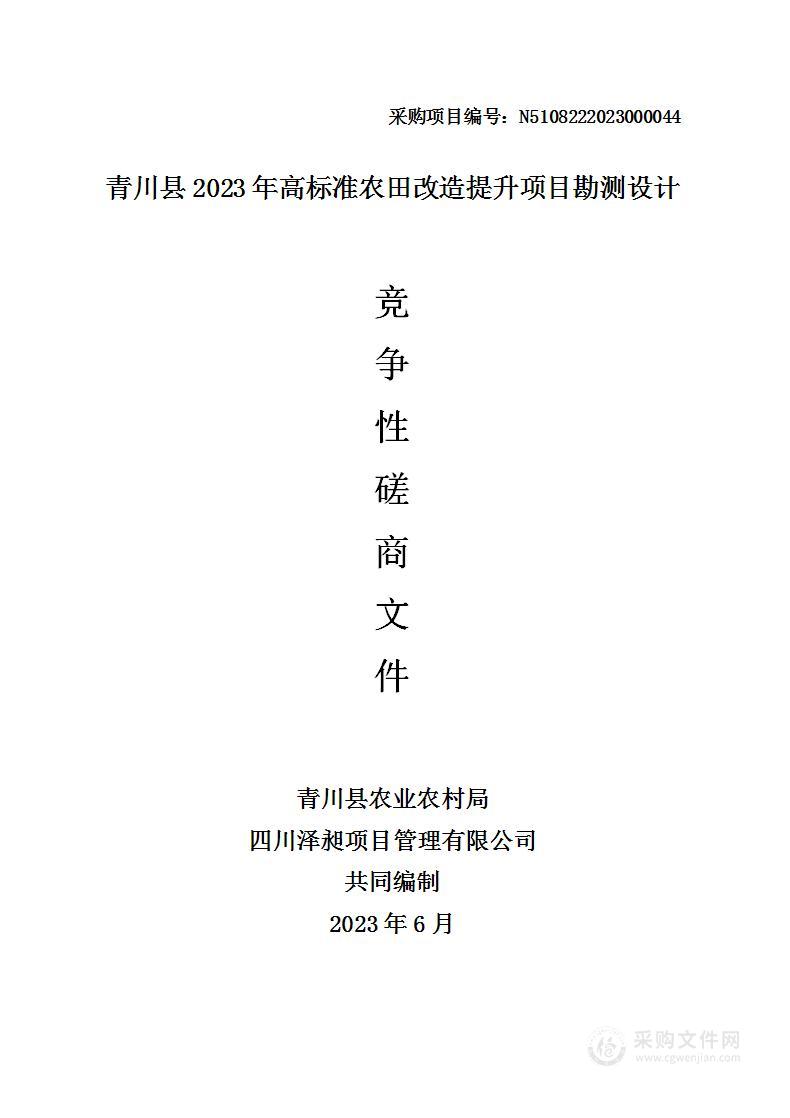 青川县2023年高标准农田改造提升项目勘测设计