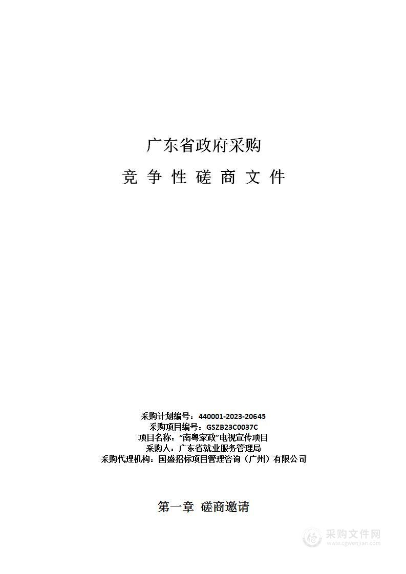 “南粤家政”电视宣传项目