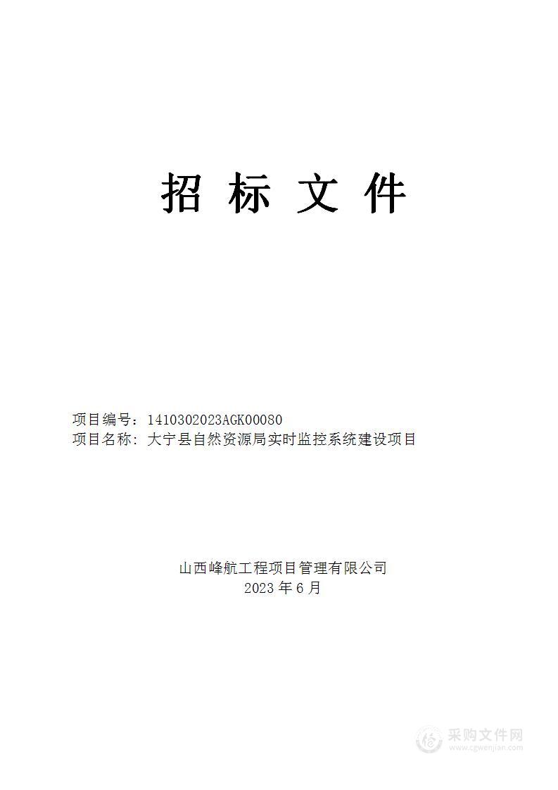 大宁县自然资源局实时监控系统建设项目