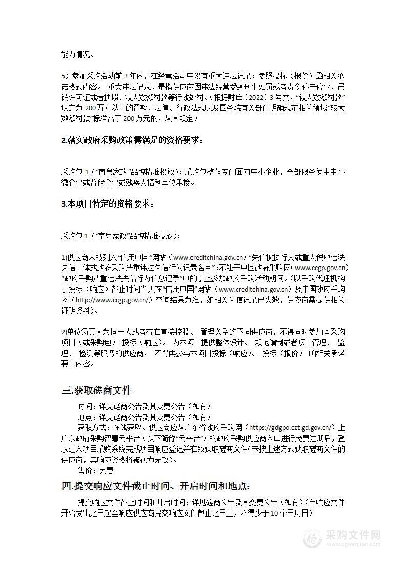 “南粤家政”品牌精准投放项目