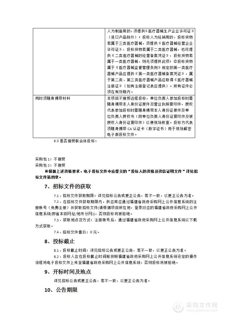 大田县总医院睡眠中心、泌尿外科仪器设备一批采购项目