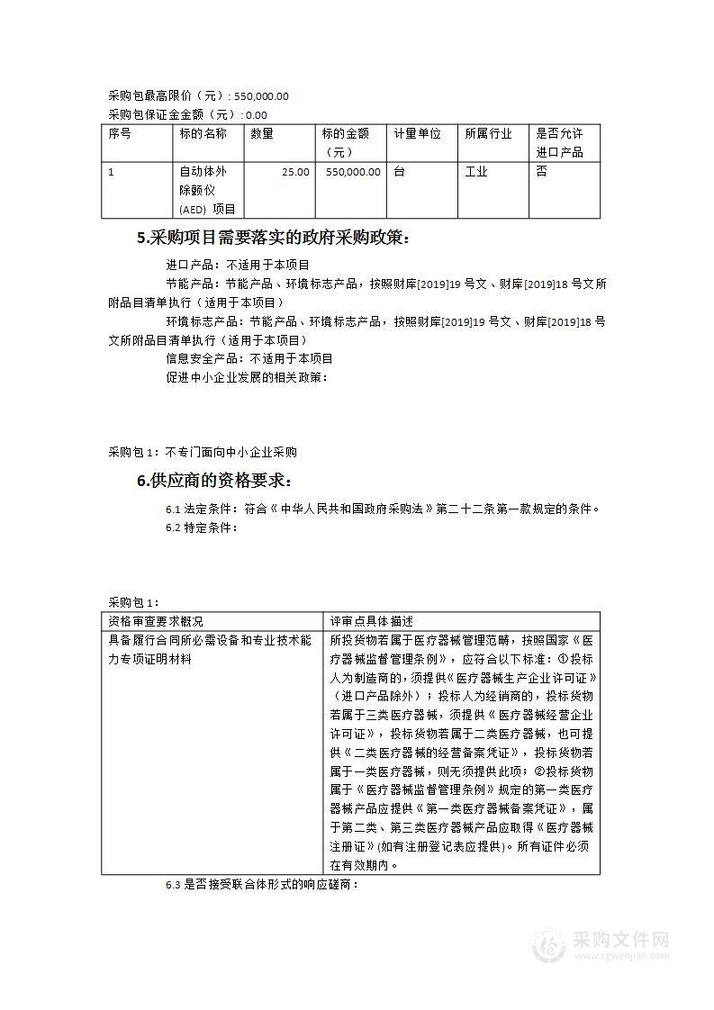 自动体外除颤仪(AED)项目