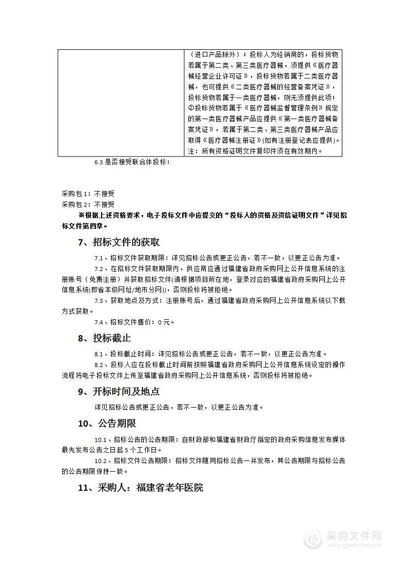 福建省老年医院骨密度检测仪、经颅磁刺激仪等采购项目