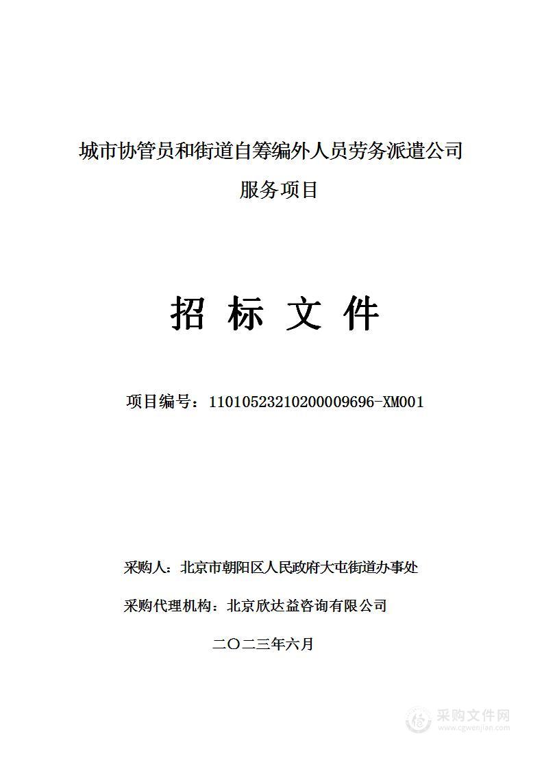 城市协管员和街道自筹编外人员劳务派遣公司服务项目